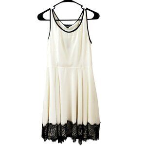 Express Women's Fit & Flare White Black Dress Size 2 NWT $ 88.00